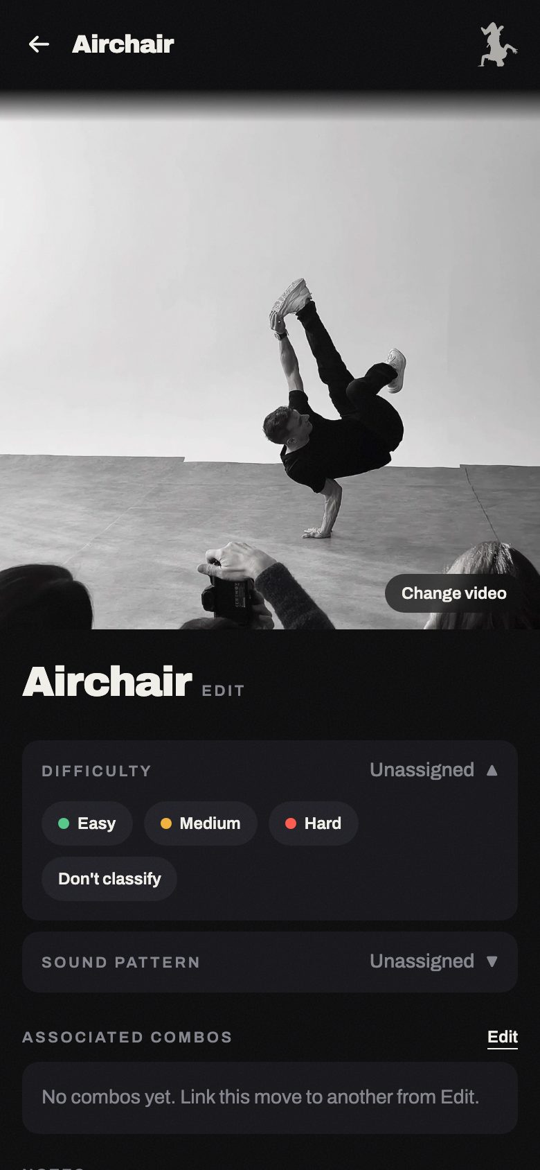 Setting a move's difficulty from its detail screen