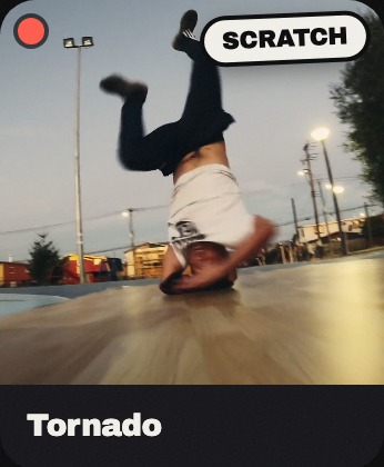 A move thumbnail with a SCRATCH sound-pattern sticker pinned to the corner